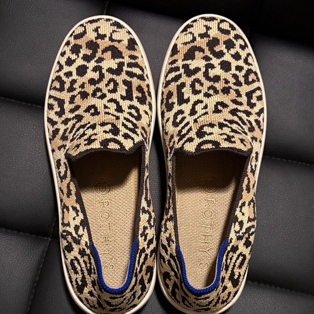 Rothy's Leopard Print Slip on Sneakers - Picture 2 of 5